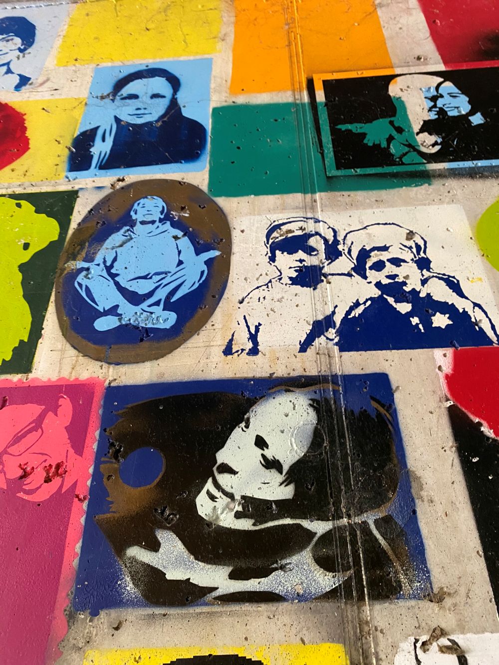 A wall with faces. Jewish boys