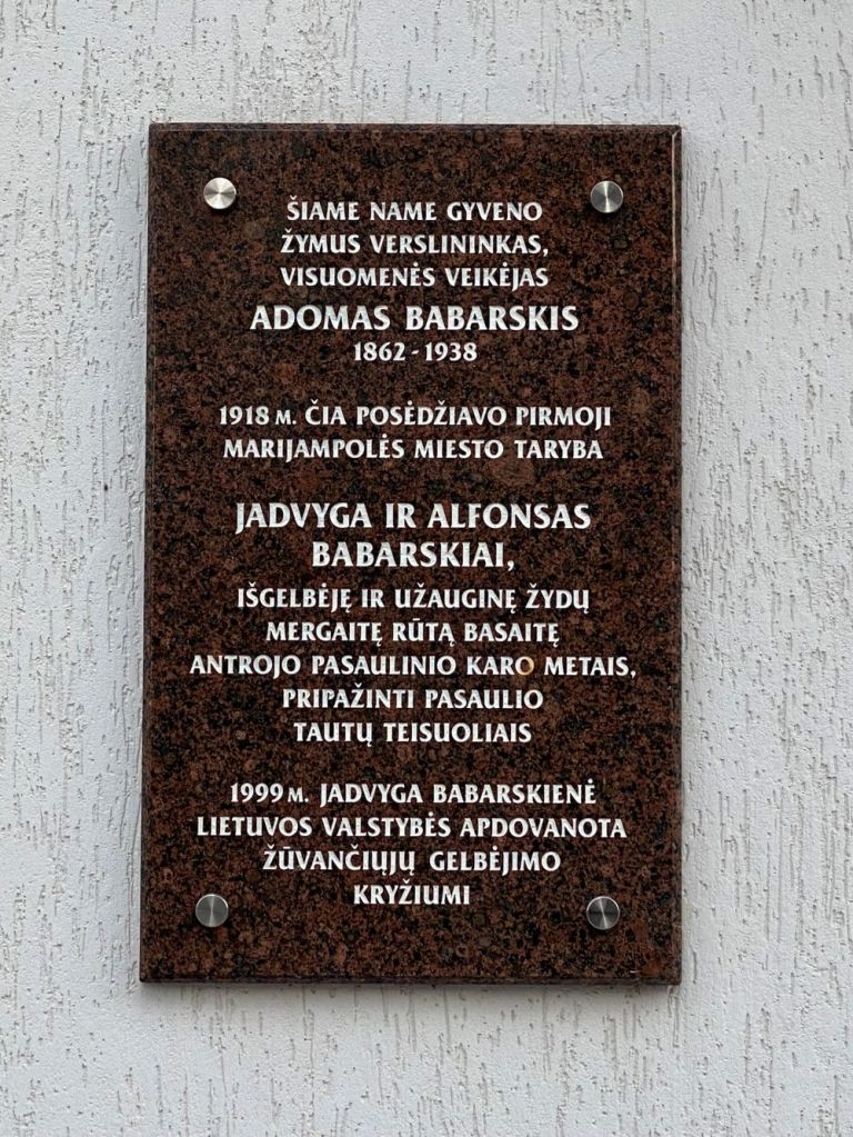 A plaque dedicated to the World Righteous among the Nations fro Marijampolė